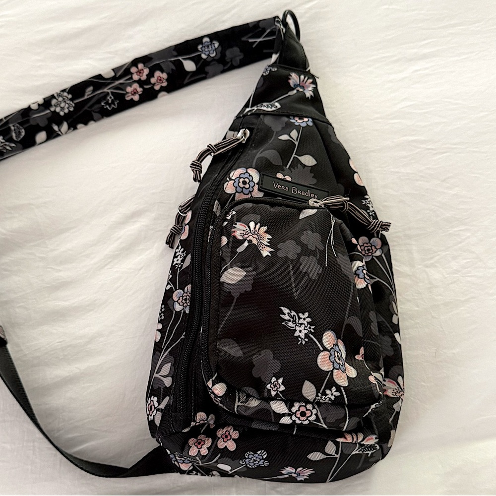 Vera Bradley Black Floral Sling Bag